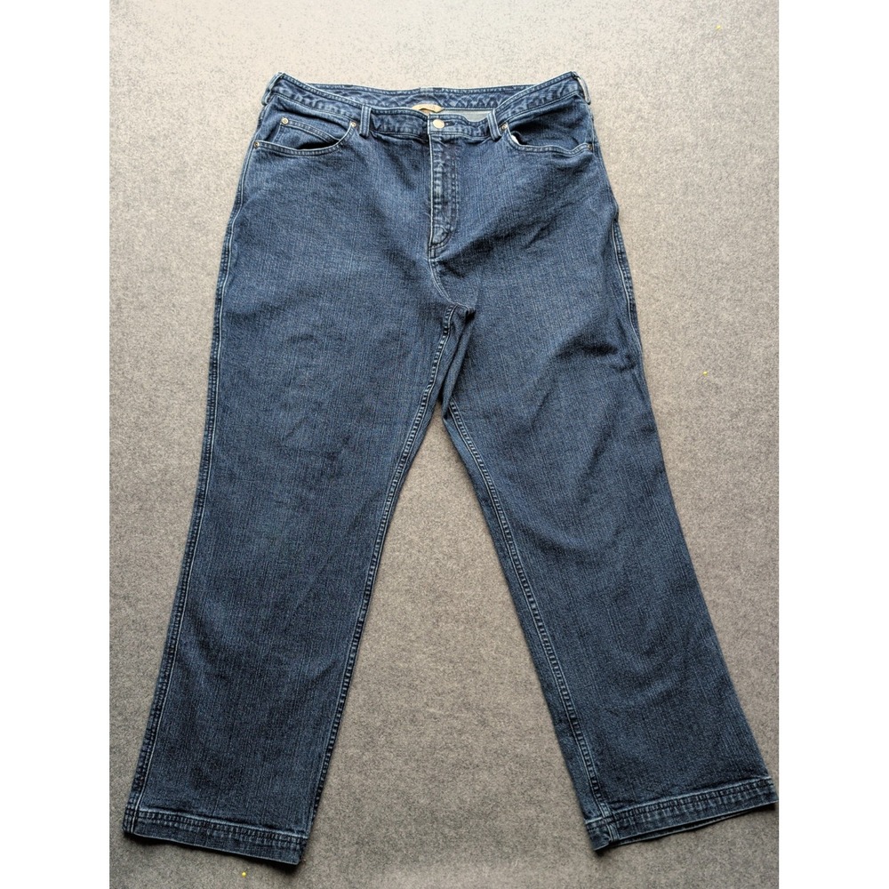Duluth Trading Jeans Womens 18x31 Blue Straight Leg Stretch Denim Medium Wash